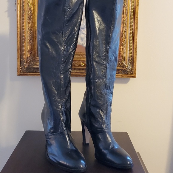 Vintage black knee high boots Clearance